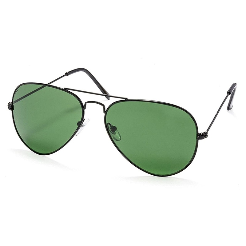Classic Best Selling Aviators Sunglasses For Men Black Frame Green Lenses