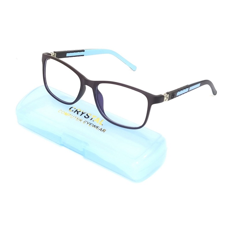 Classic Black & Blue Square Kids Blue Light Blocking Glasses – Designed for Kids 6-10 Years