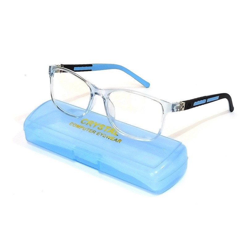 Cool Transparent Blue Kids Square Blue Light Blocking Glasses – Perfectly Fits 6-10 Year Olds