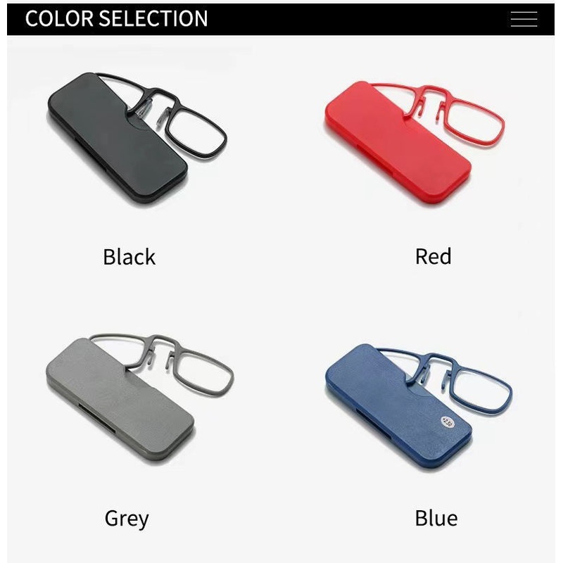 Portable Nose Clip Thin Foldable Reading Glasses for Men and Women 1 Black