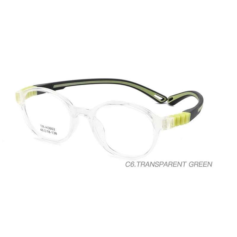 Round Kids Unbreakable Glasses TR 6802 Transparent Green for 6 – 10 Year Old