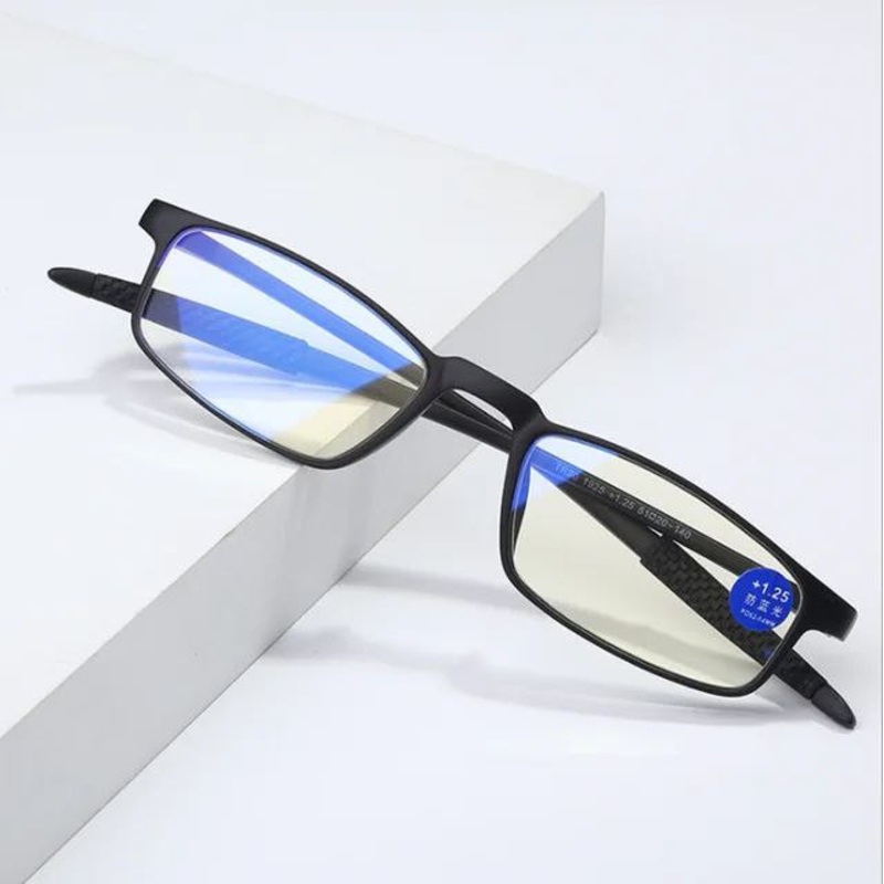Black Flexible Memory Anti Blue Light Reading Glasses Black 1.00