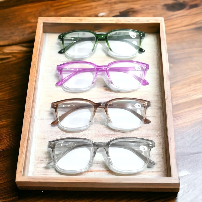 Fashion Rectangle Two Tone Transparent Reading Glasses Green +1.00