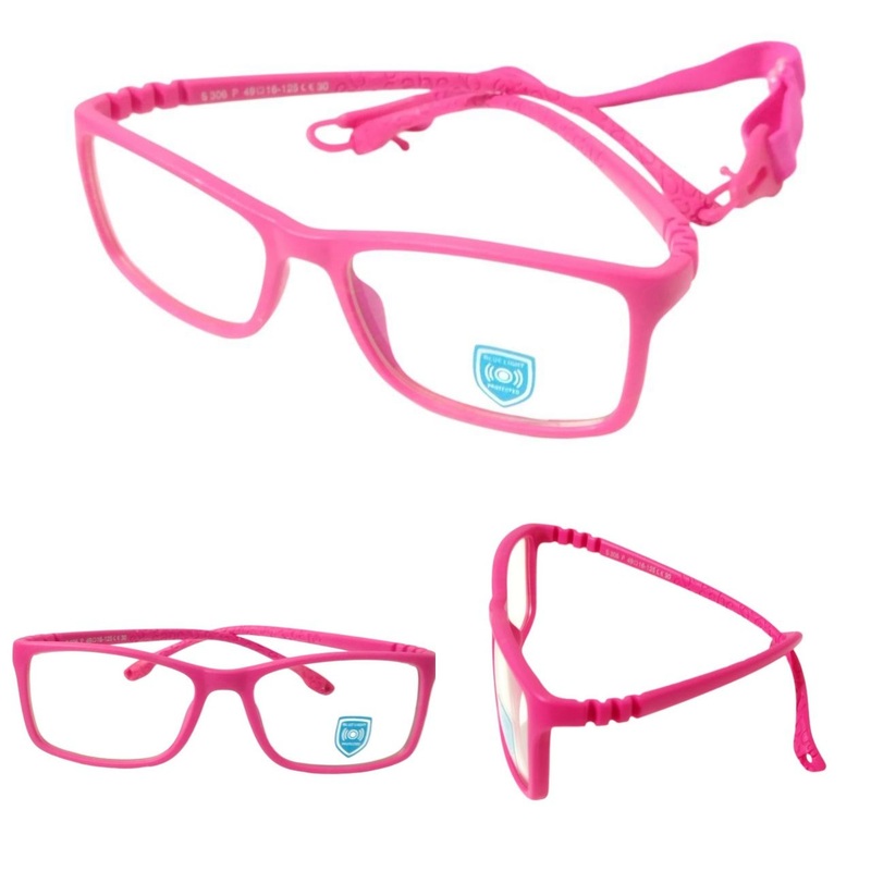 Hot Pink Unbreakable Kids Flexible Rectangle Glasses Age 4 to 8 Years