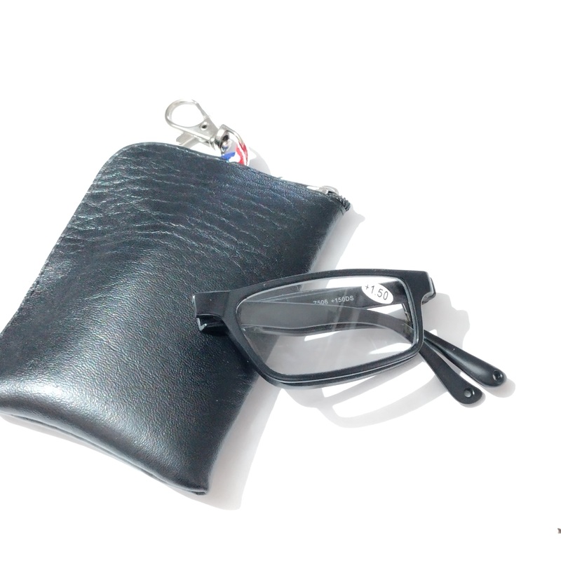 Rectangle Folding Reading Glasses with zip pouch Black