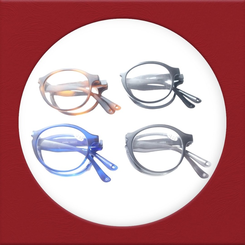 Round Folding Reading Glasses with zip pouch Black