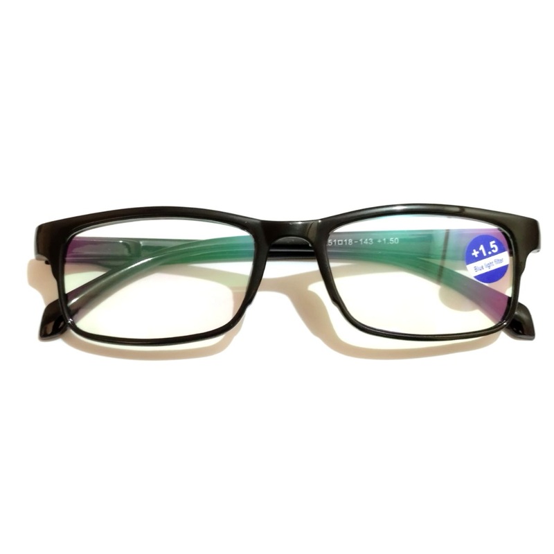 Black Lightweight Full Frame Blue Light Reading Glasses for Computer Use +1.00