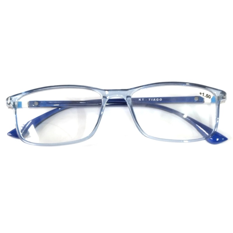 Transparent Blue Bifocal Reading Glasses +1.00