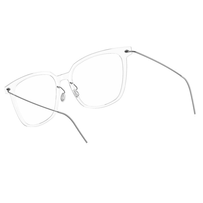 LINDBERG NOW 6525 Front: C01 (Transparent Glossy Crystal) / BasicTemple: 10 (Matt natural titanium Grey) 50-16-140