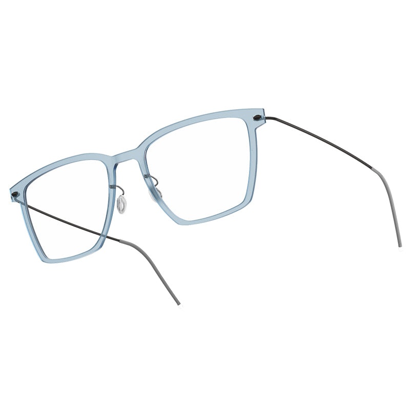 LINDBERG NOW 6554 Front: C08M(Semi-transparent opaque light blue) / BasicTemple: U9 (Matt Black) 52-20-140