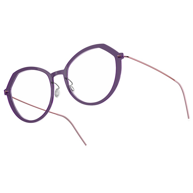 LINDBERG NOW 6626 Front: C13(Polished Transparent Violet) / BasicTemple: 70 (Polished Pink) 51-18-140