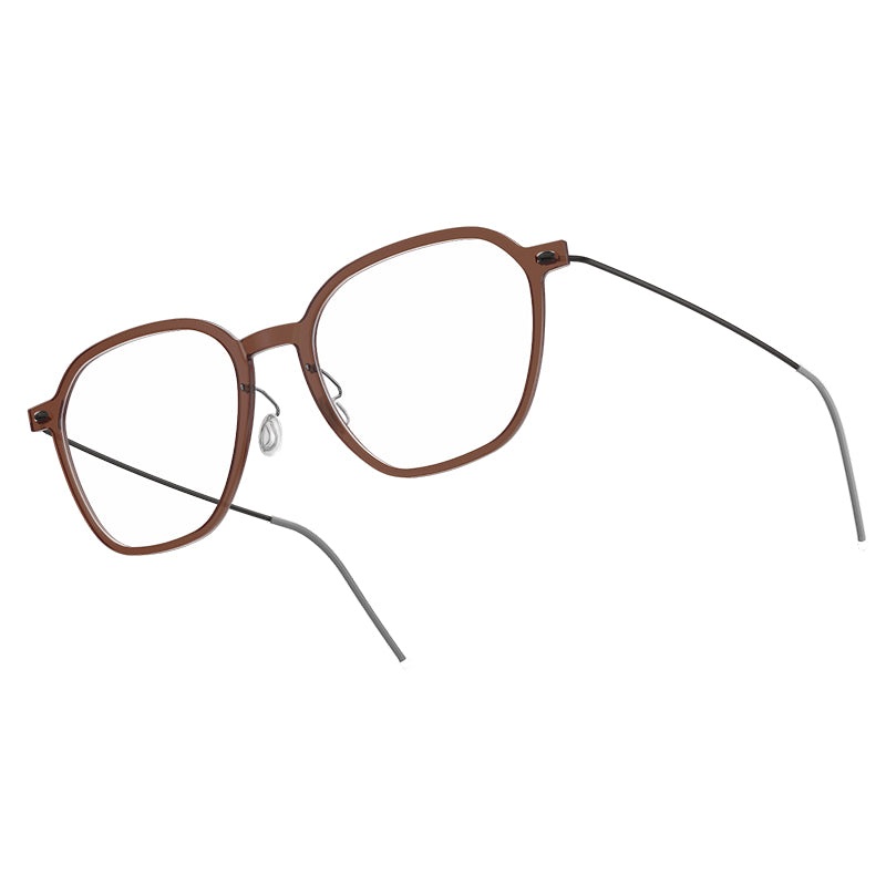 LINDBERG NOW 6627 Front: C02M(Semi-transparent brown opaque) / BasicTemple: U9 (Matt Black) 50-18-140