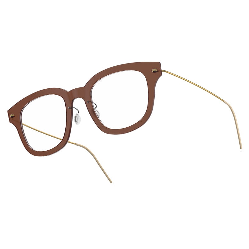 LINDBERG NOW 6633 Front: C02M(Semi-transparent opaque brown) / BasicTemple: GT (Matt Gold) 47-22-140