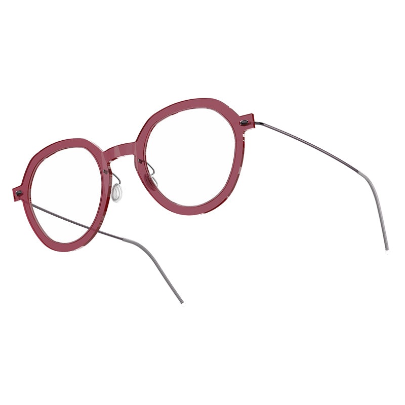 LINDBERG NOW 6640 Front: C04 (Transparent Glossy Plum) / BasicTemple: PU14 (Polished Dark Brown) 45-24-140