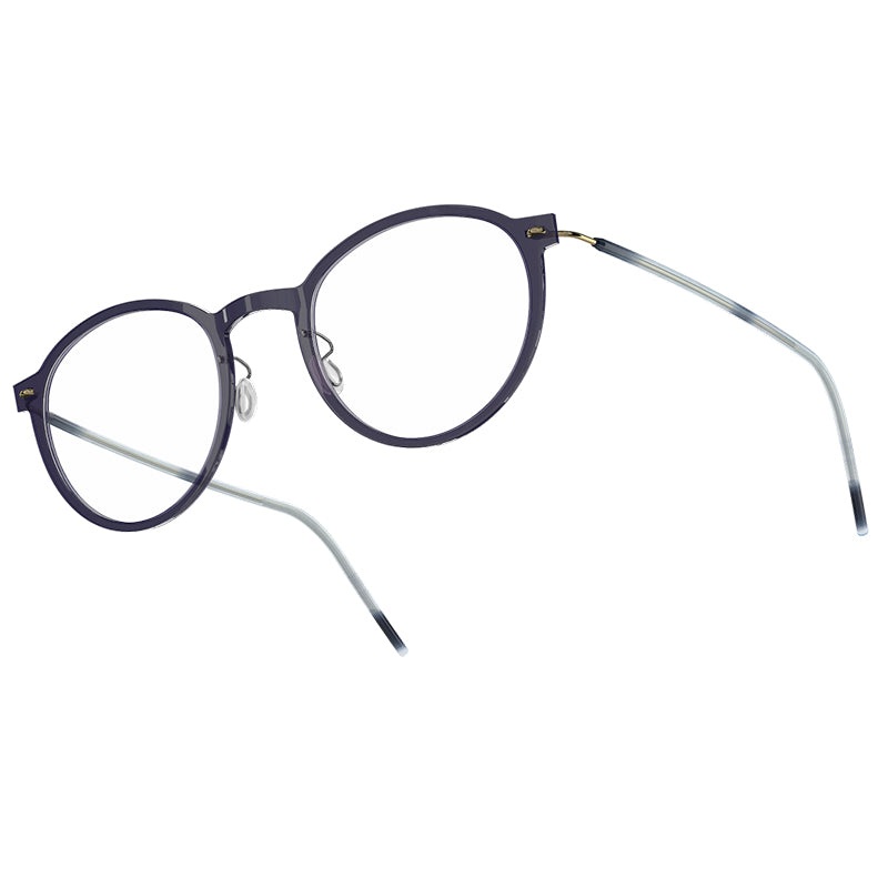 LINDBERG NOW 6527 Front: C14 (Glossy transparent Grey) / BasicTemple: PGT (Shiny gold) + Temples Cover K228 (Semi-transparent grey and ice) 48-22-140