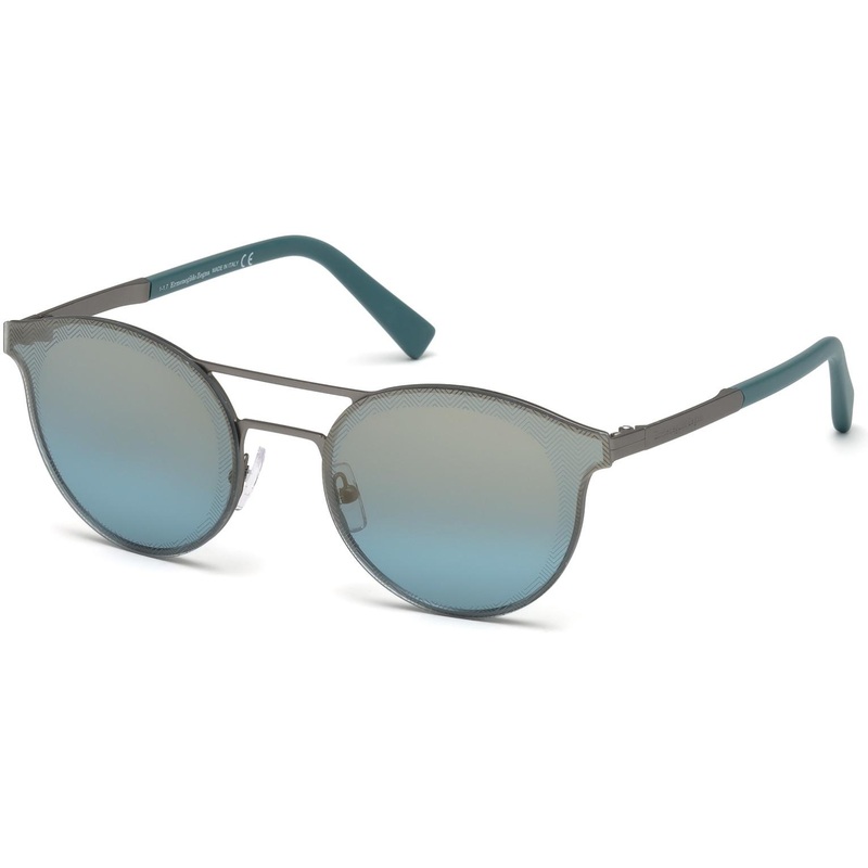 ZEGNA 0085 Sunglasses 09X – Matte Gunmetal / Blu Mirror – Blue