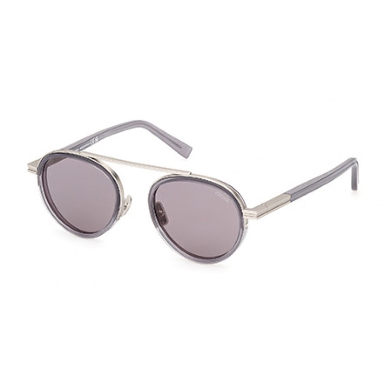 ZEGNA 0242 Sunglasses 20A – Shiny Grey – Smoke