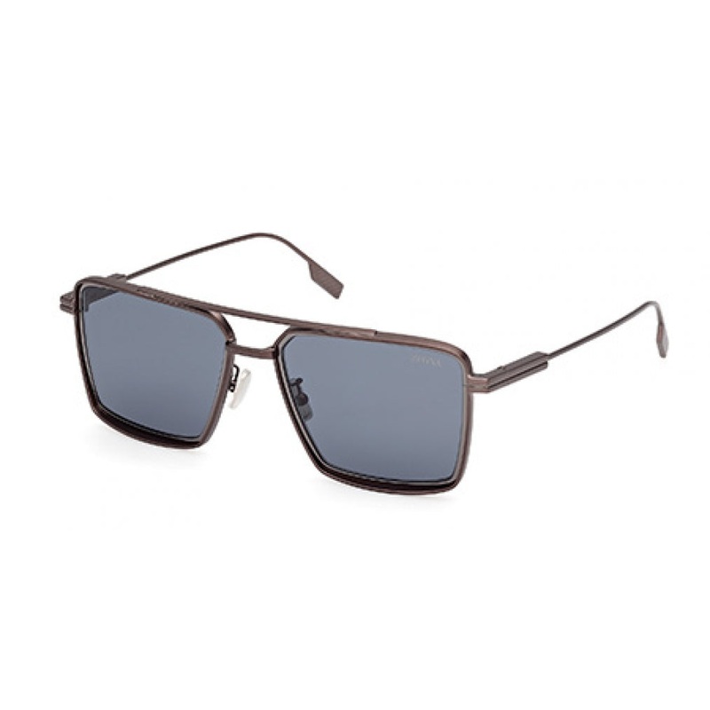 ZEGNA 0257 Sunglasses 37V – Matte Dark Bronze – Blue