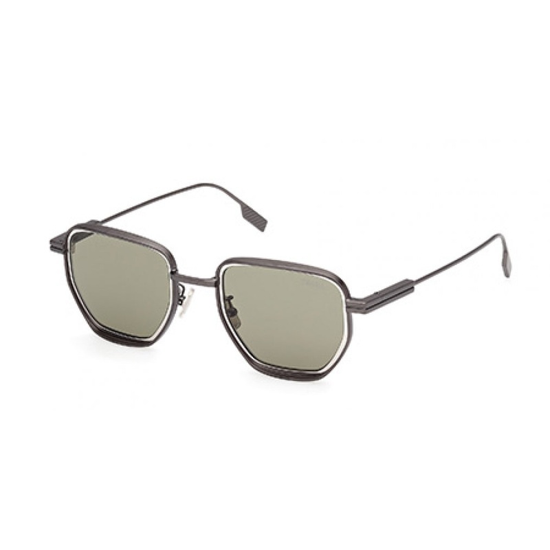ZEGNA 0256 Sunglasses 09N – Matte Gunmetal – Green