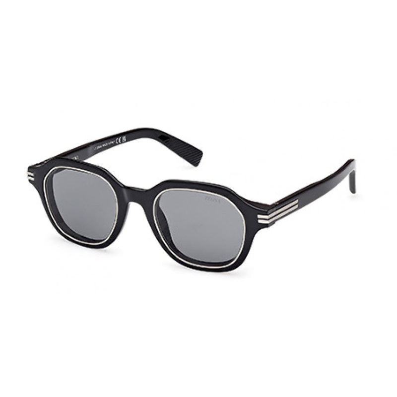 ZEGNA 0250 Sunglasses 01A – Shiny Black – Smoke