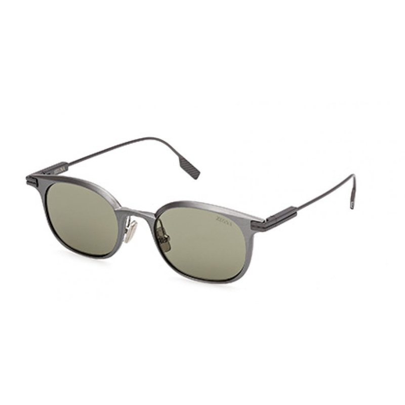 ZEGNA 0260 Sunglasses 15N – Matte Light Ruthenium – Green