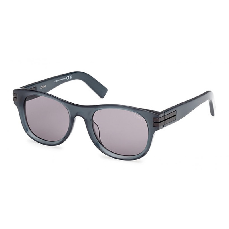 ZEGNA 0268 Sunglasses 90A – Shiny Blue – Smoke