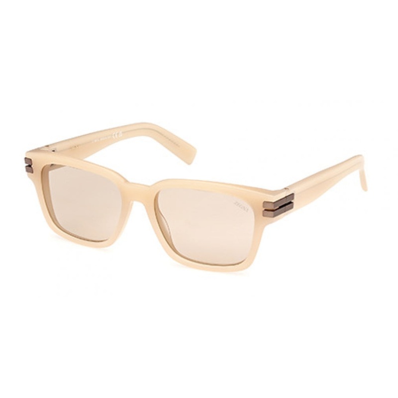 ZEGNA 0237 Sunglasses 57E – Shiny Beige – Brown