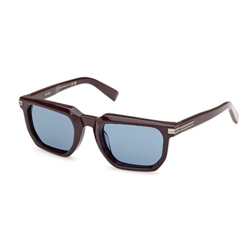 ZEGNA 0240 Sunglasses 48V – Shiny Dark Brown – Blue