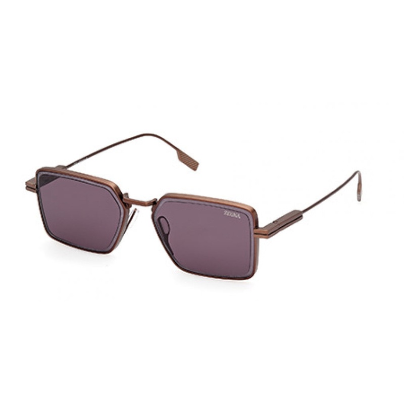 ZEGNA 0243 Sunglasses 38A – Shiny Dark Bronze – Smoke