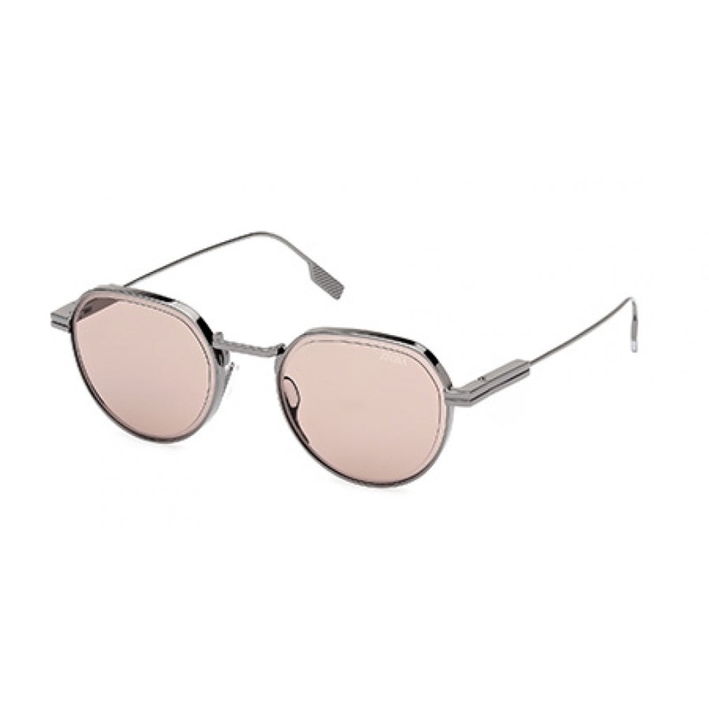 ZEGNA 0244 Sunglasses 08E – Shiny Gunmetal – Brown